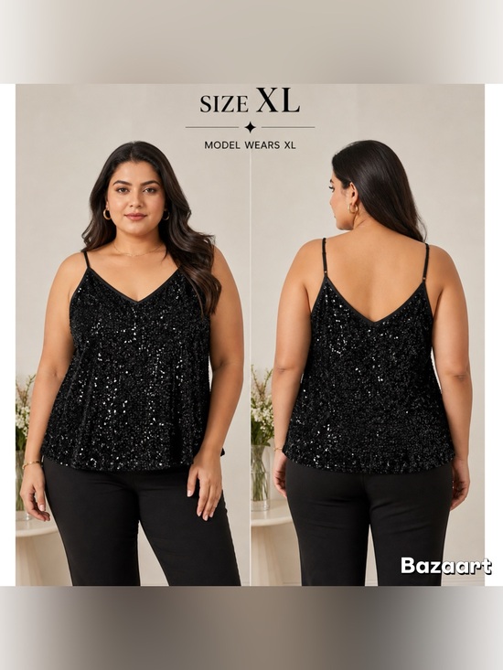 Calvin Klein Tops - Sz XL Calvin Klein Black Sequined Camisole Tank Top